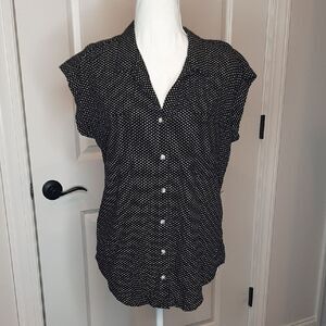 Jachs New York Girlfriend Navy Polk A Dot Button Down Shirt
